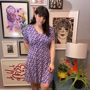 Michael Kors Purple Floral Dress Size L